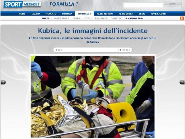 Wypadek Roberta Kubicy, fot. sportmediaset.mediaset.it