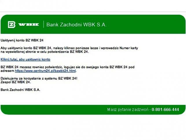 Klienci banku BZ WBK w niebezpieczeństwie