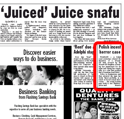 Artykuł na temat tragedii znalazł się także na stronach "New York Post"