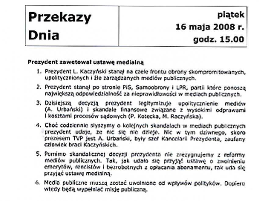 Posłowie Platformy mówią, co kancelaria premiera im napisze