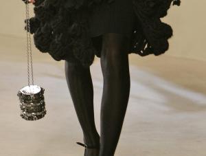 A model wears a Chanel creation by German fashion designer Karl Lagerfeld, during a fashion show in central London, Thursday Dec. 6, 2007. All the models apos; hairstyles are in the beehive style inspired by troubled British singer Amy Winehouse. AP PhotoLefteris Pitarakis
